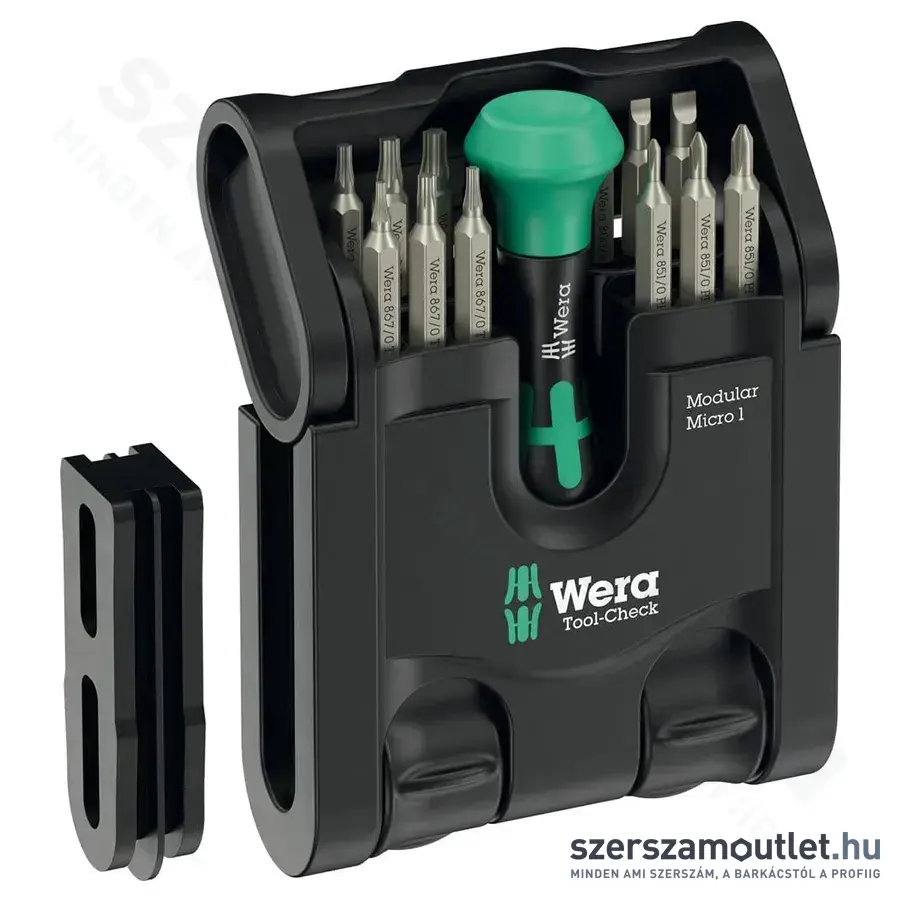 WERA Tool-Check Modular Micro 1 Bitkészlet markolattal, PH/PZ/TX/HX/SL, 21db-os