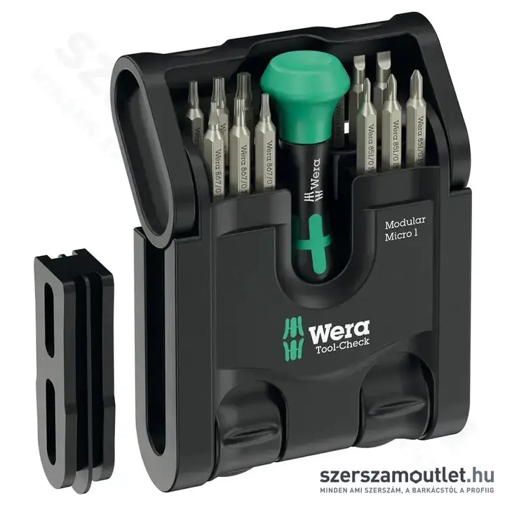 WERA Tool-Check Modular Micro 1 Bitkészlet markolattal, PH/PZ/TX/HX/SL, 21db-os