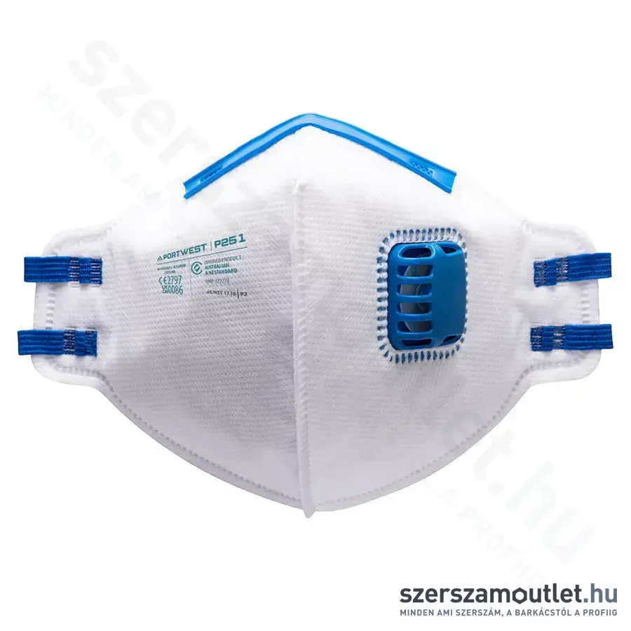 PORTWEST P251-FFP2 Pormaszk, szelepes (Fehér/Kék)