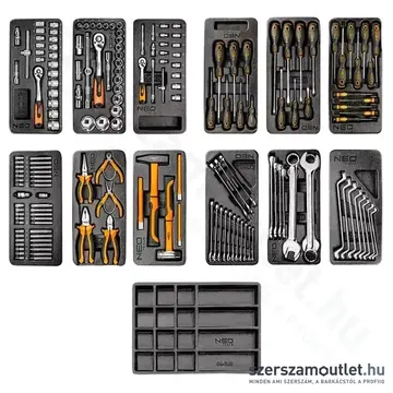 NEO TOOLS Műhelykocsi, 7 fiókos, 805x972x460mm + szerszámkészlet 174db-os