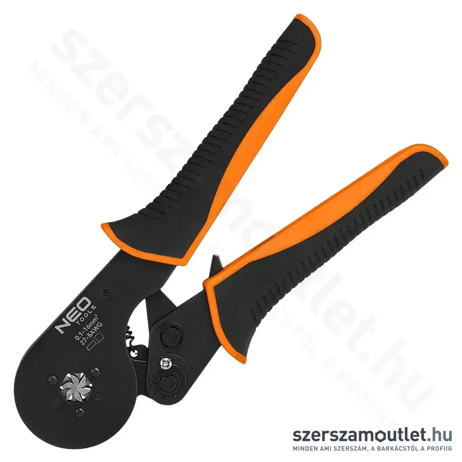 NEO TOOLS Krimpelő-, érvéghüvelyfogó, hatszög pofa, 0,1-16mm2, 205mm