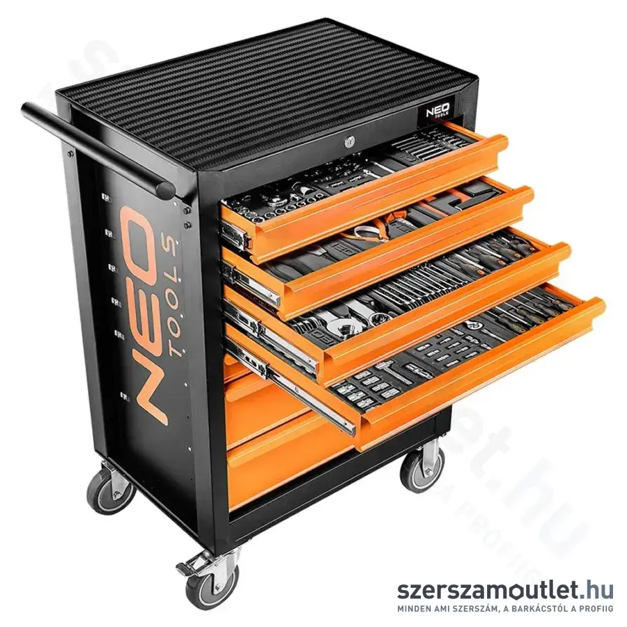 NEO TOOLS Műhelykocsi, 7 fiókos, 680x460x1030mm + szerszámkészlet 176db-os