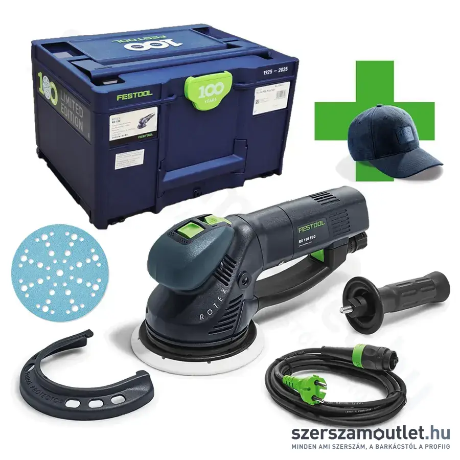 FESTOOL RO 150 FEQ-Plus Rotex áttételes excentercsiszoló Systainer-ben (720W/150mm) 100 éves Festool