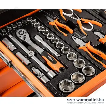 NEO TOOLS Műhelykocsi, 5 fiókos, 680x460x825mm + szerszámkészlet, 117db-os