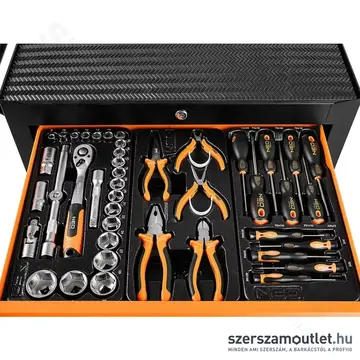 NEO TOOLS Műhelykocsi, 5 fiókos, 680x460x825mm + szerszámkészlet, 117db-os