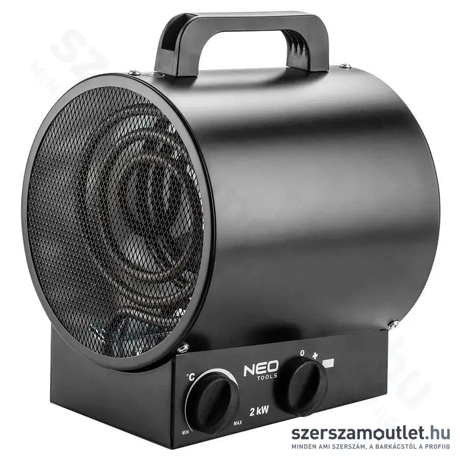 NEO TOOLS Ipari elektromos hősugárzó termosztáttal, szabadonálló, 253m3/h, 2000W/230V