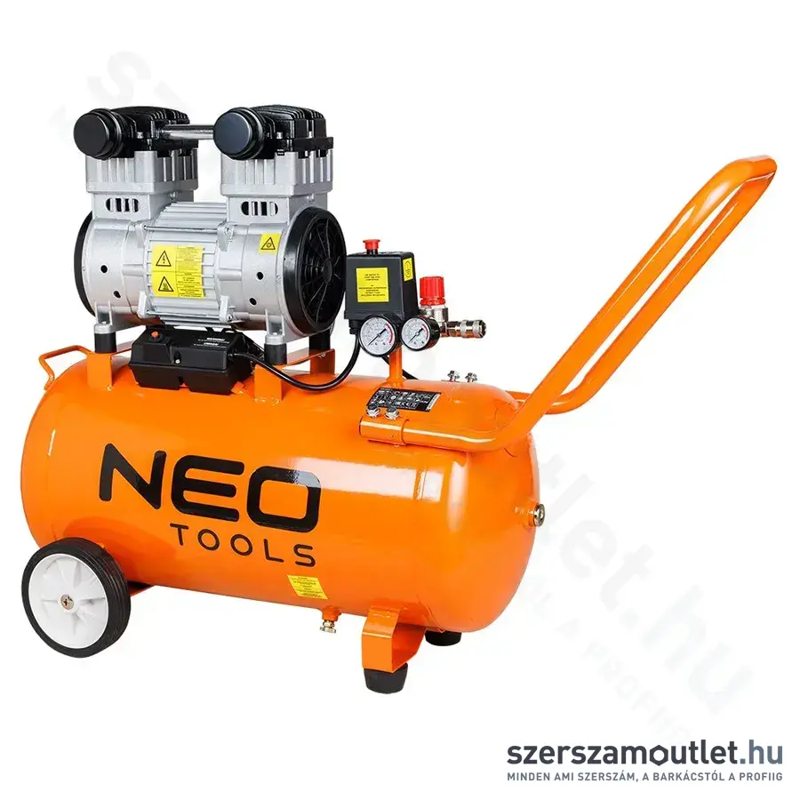 NEO TOOLS Kompresszor, kefe- és olajmentes motorral, 80Db, 50L, 8 bar, 180L/perc, 230V, 1100 W