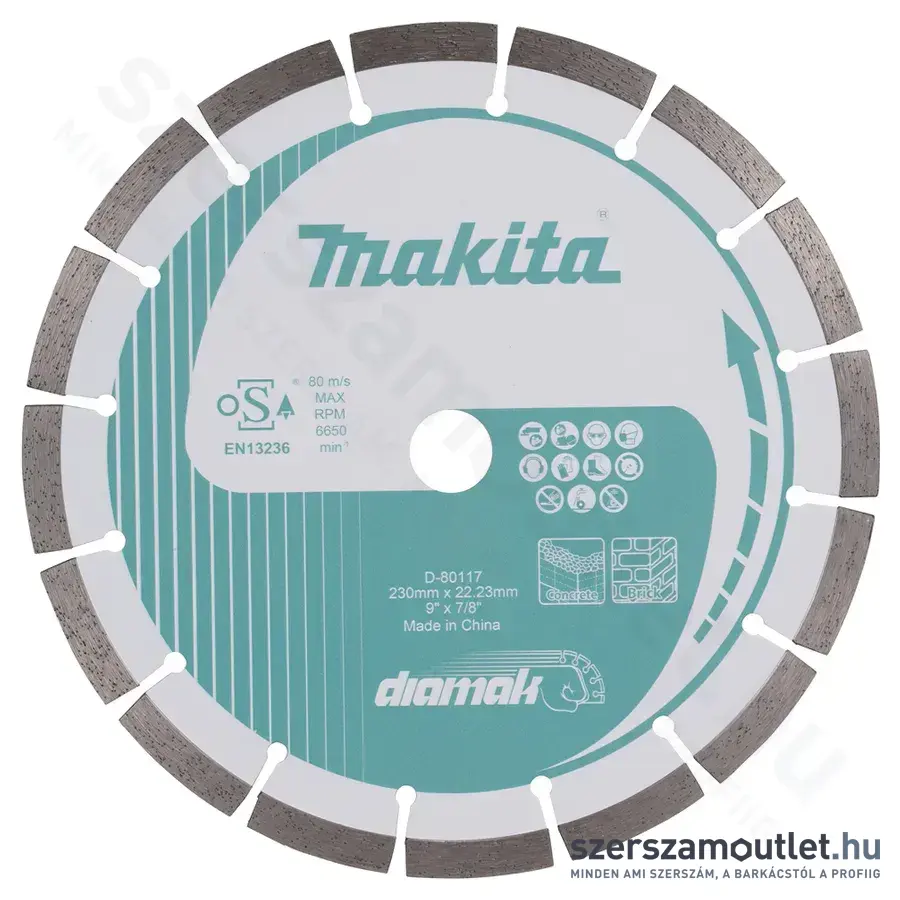 MAKITA DIAMAK Gyémánttárcsa, szegmens 10mm, 230x22,23x2,4mm
