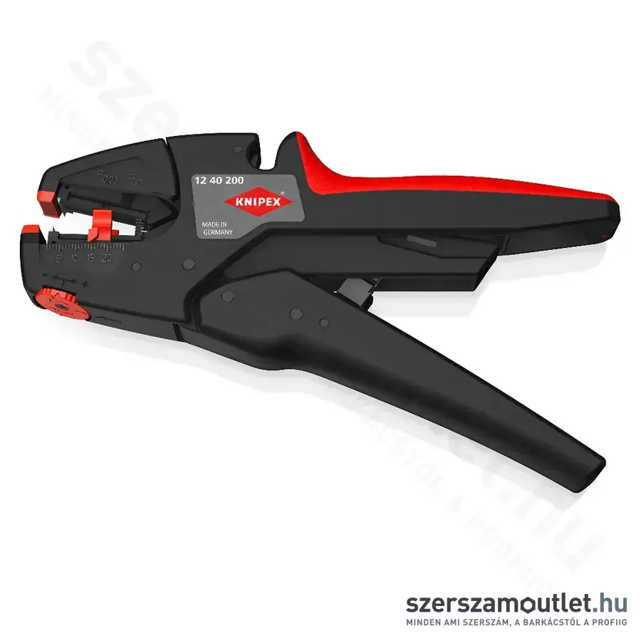 KNIPEX EvoStrip Önbeállító huzalcsupaszító fogó, 0,003-10mm2, AWG32-8, 200mm (12 40 200)
