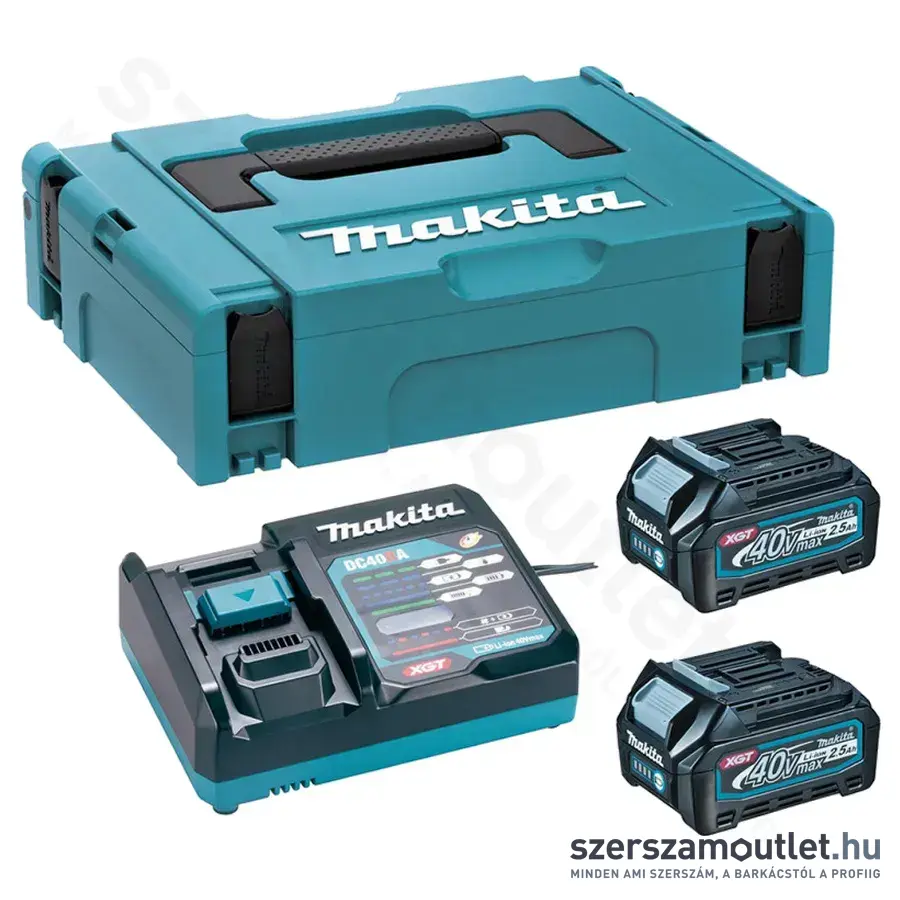 MAKITA Akkumulátor és töltő szett Li-ion XGT 40V 2xBL4025 + DC40RA + Makpac koffer