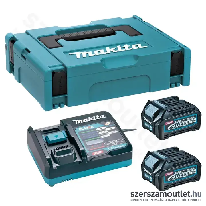 MAKITA Akkumulátor és töltő szett Li-ion XGT 40V 2xBL4025 + DC40RA + Makpac koffer