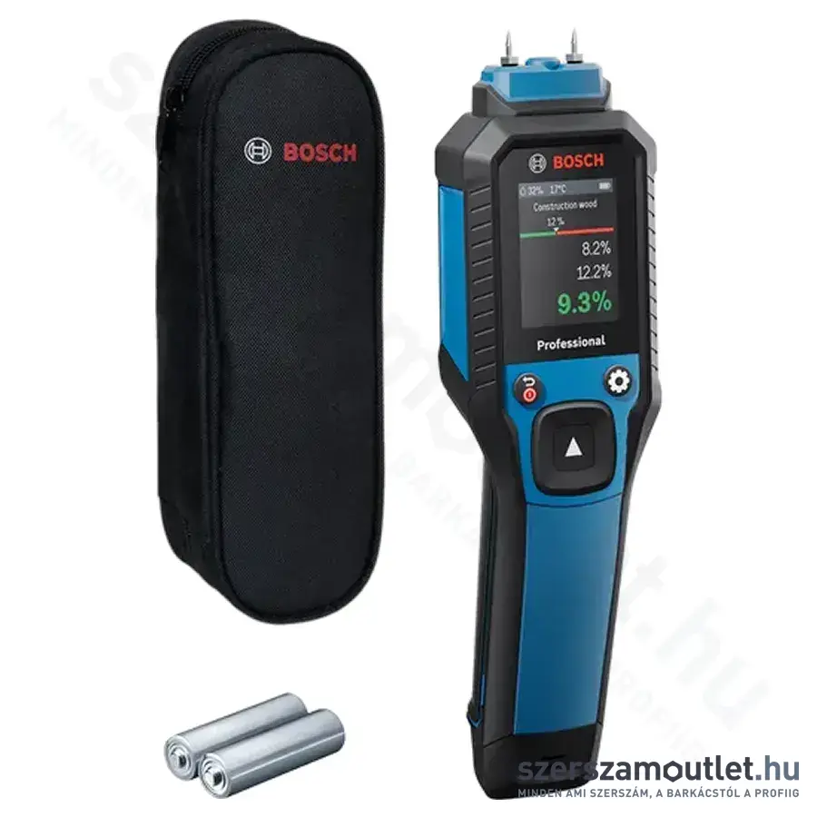BOSCH GMP 2-15 Professional Fanedvesség-mérő, IP65, LCD, 2", 240x320px (2xAA elem)