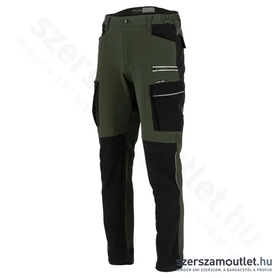 LAHTI PRO SLIM-FIT Munkavédelmi nadrág L-es (Sötétzöld/Fekete)
