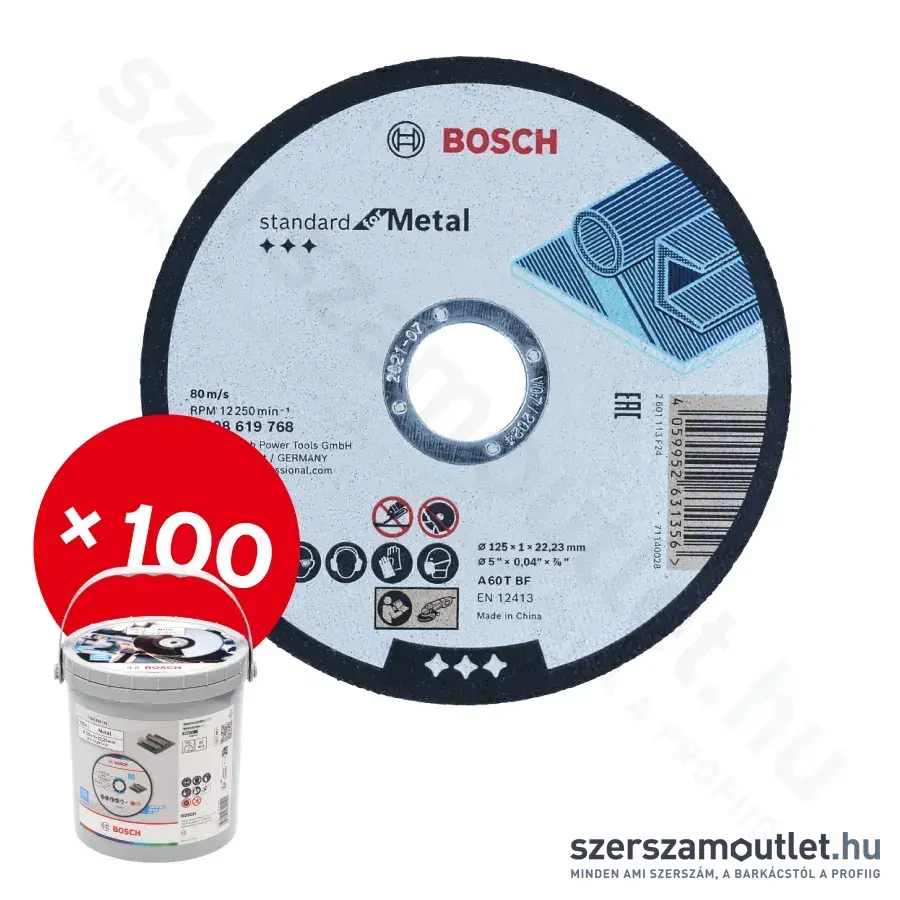 BOSCH Standard for Metal Vágótárcsa 125x1x22,23mm (100db/vödör)