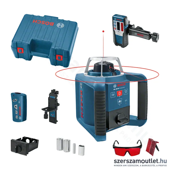BOSCH GRL 300 HV Forgólézer +LR1 vevő +RC1 távirányító +koffer (PIROS) (0601061501)