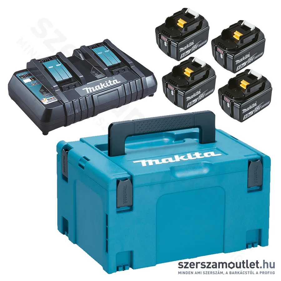 MAKITA 18V LXT Li-ion 4x5,0 Ah akku + DC18RD duplatöltő készlet + MAKPAC (197626-8)