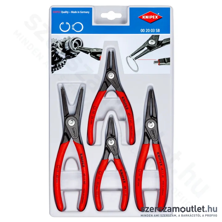 KNIPEX Precíziós 4 részes seeger (zéger) fogó készlet 4db-os(00 20 03 SB)