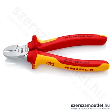 KNIPEX SZIGETELT Oldalcsípő fogó 160mm (70 06 160)