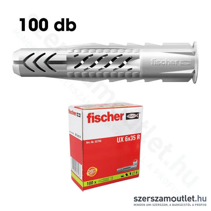 FISCHER UX R Univerzális műanyag dübel peremmel 6x35mm [100db/doboz] (62756)