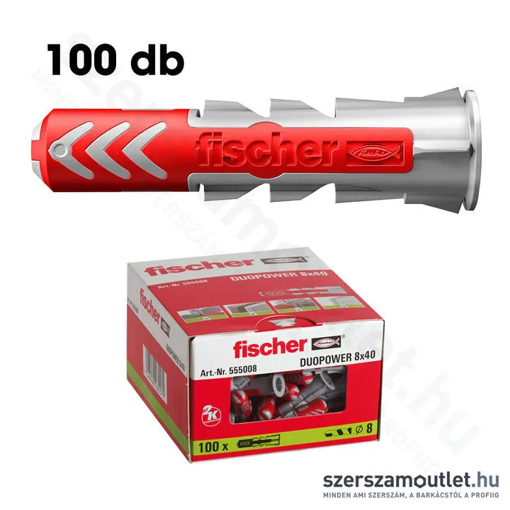 FISCHER DUOPOWER Műanyag dübel 8x40mm [100db/doboz] (555008)