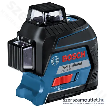 BOSCH GLL 3-80 Vonallézer PIROS, kofferben (3x360°) (0601063S00)