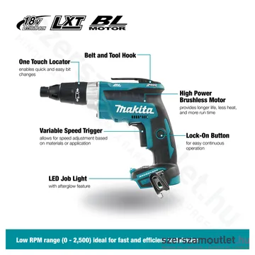 MAKITA DFS251Z Akkus szénkefe mentes csavarbehajtó Lindab csavarokhoz (18V) (Akku és töltő nélkül!)