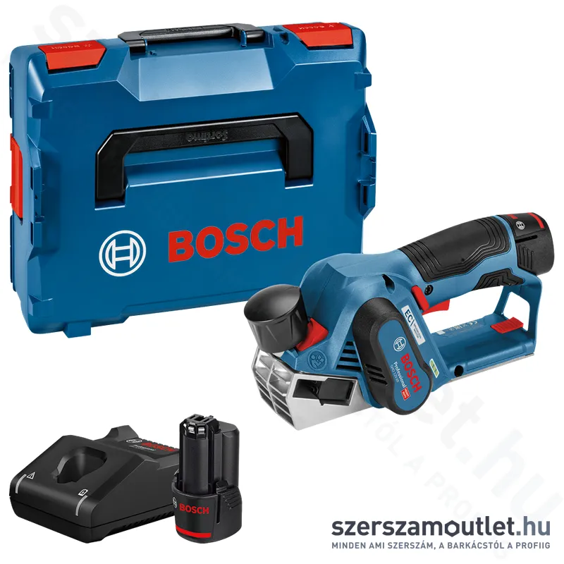 BOSCH GHO 12V-20 Akkus gyalu szénkefementes, L-Boxxban (2x3,0Ah/12V) (06015A7001)