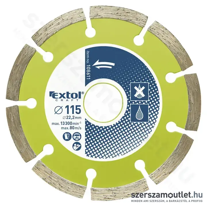 EXTOL Gyémánt vágótárcsa szegmenses 180mm