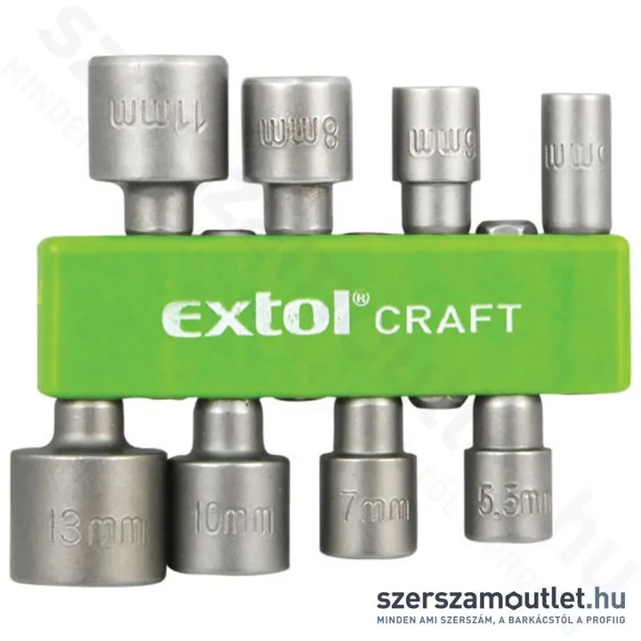EXTOL Behajtó készlet hatlapfejű csavarhoz 8 részes (5-13mm)