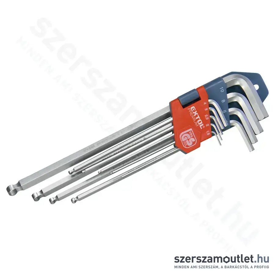 EXTOL Imbuszkulcs készlet, extra hosszú 9 részes (1,5-10mm)