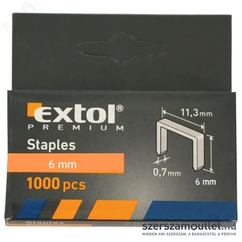 EXTOL Tűzőgépkapocs 11,3x0,7x0,52mm /6mm (1000db)