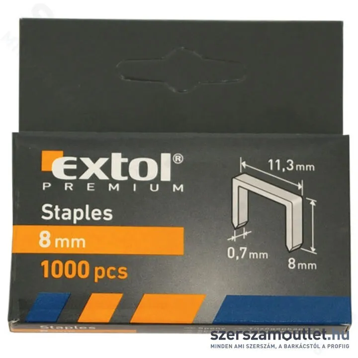 EXTOL Tűzőgépkapocs 11,3x0,7x0,52mm /8mm (1000db)