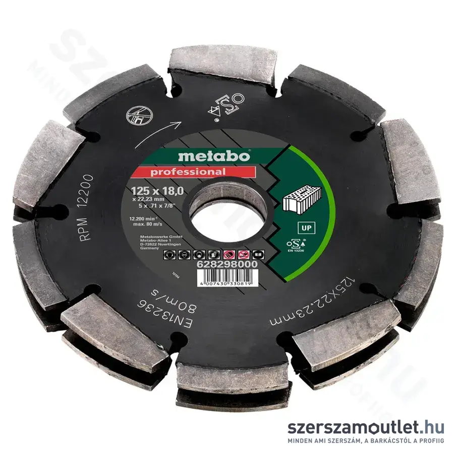 METABO Gyémánt marótárcsa UNIVERZÁLIS 2 soros 125x18x22,23mm