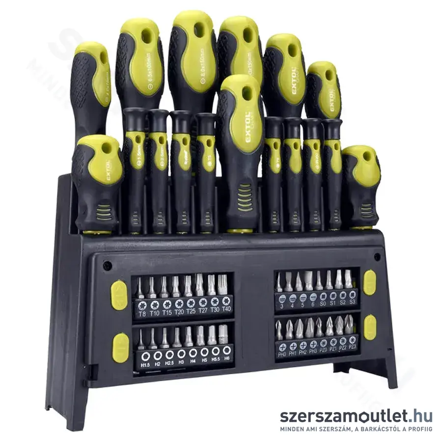 EXTOL Csavarhúzó készlet, mágneses 49 részes (SL+PH+PZ+TORX+HEX+SQ)