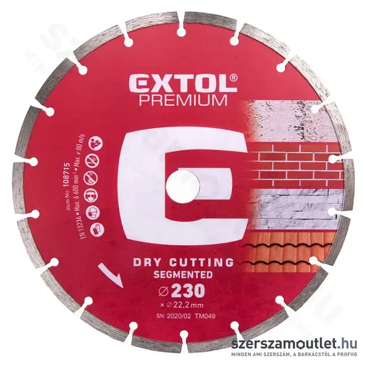 EXTOL Gyémánttárcsa szegmenses 230mm