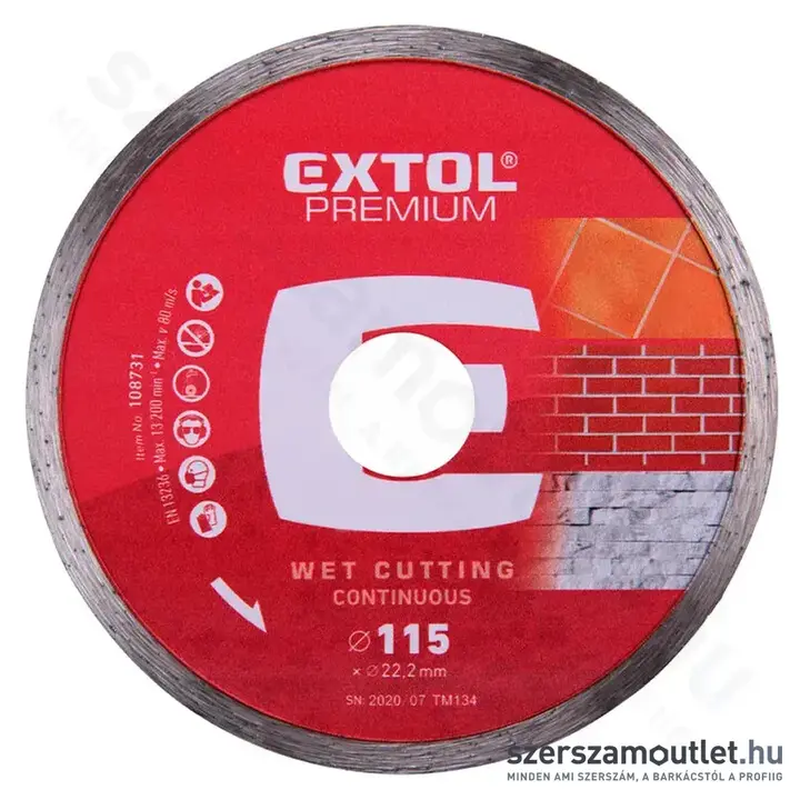 EXTOL Gyémánttárcsa folytonos élű 115mm