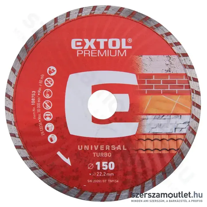 EXTOL Gyémánttárcsa turbo 150mm piros