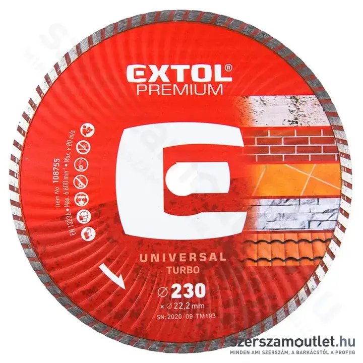 EXTOL Gyémánttárcsa turbo 230mm piros