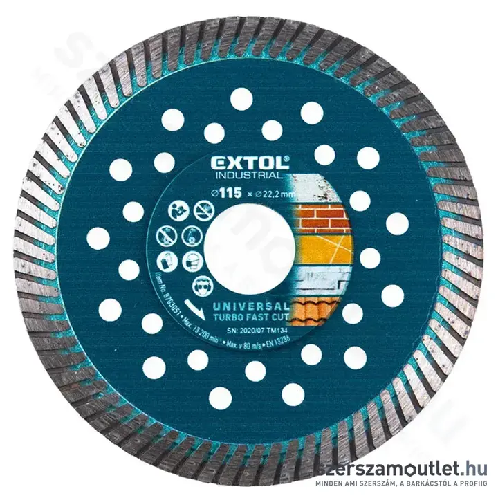 EXTOL Gyémánttárcsa, ipari korong TURBO 115mm