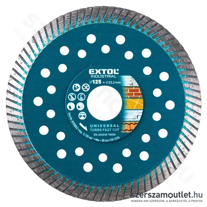 EXTOL Gyémánttárcsa, ipari korong TURBO 125mm