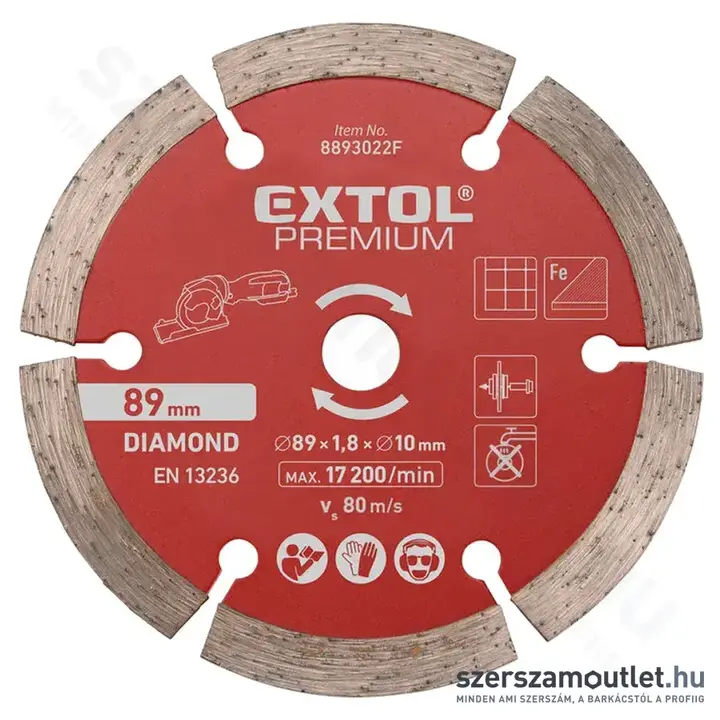 EXTOL Gyémánttárcsa 89mm