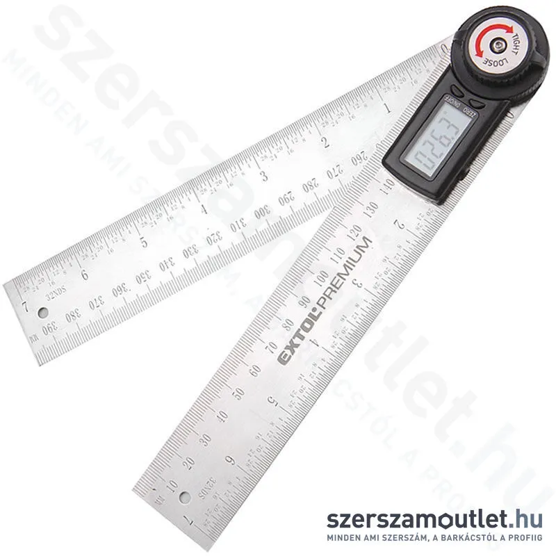 EXTOL Digitális szögmérő-vonalzó, szög- és hosszmérésre 0-360°