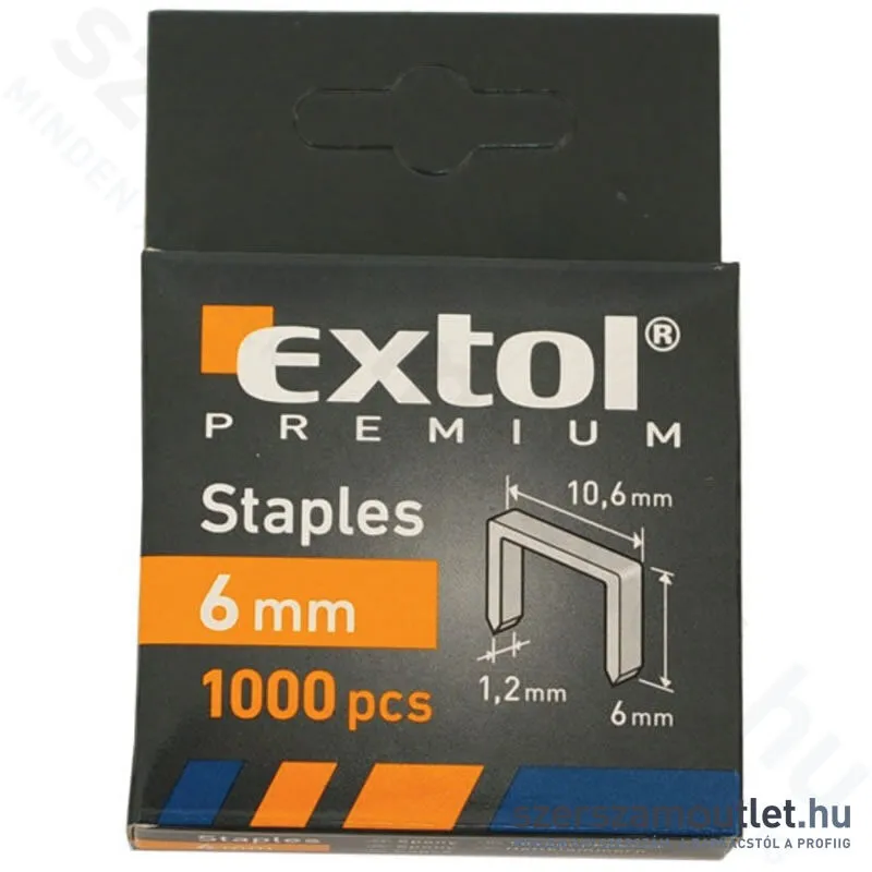EXTOL Tűzőgépkapocs, profi 10,6x1,2x0,52mm /6mm (1000db)