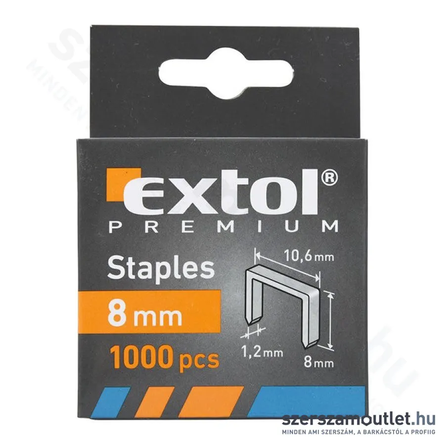 EXTOL Tűzőgépkapocs, profi 10,6x1,2x0,52mm /8mm (1000db)