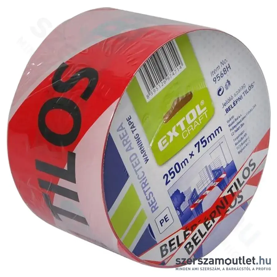 EXTOL Jelölő szalag, piros-fehér "BELÉPNI TILOS" 75mmx250m