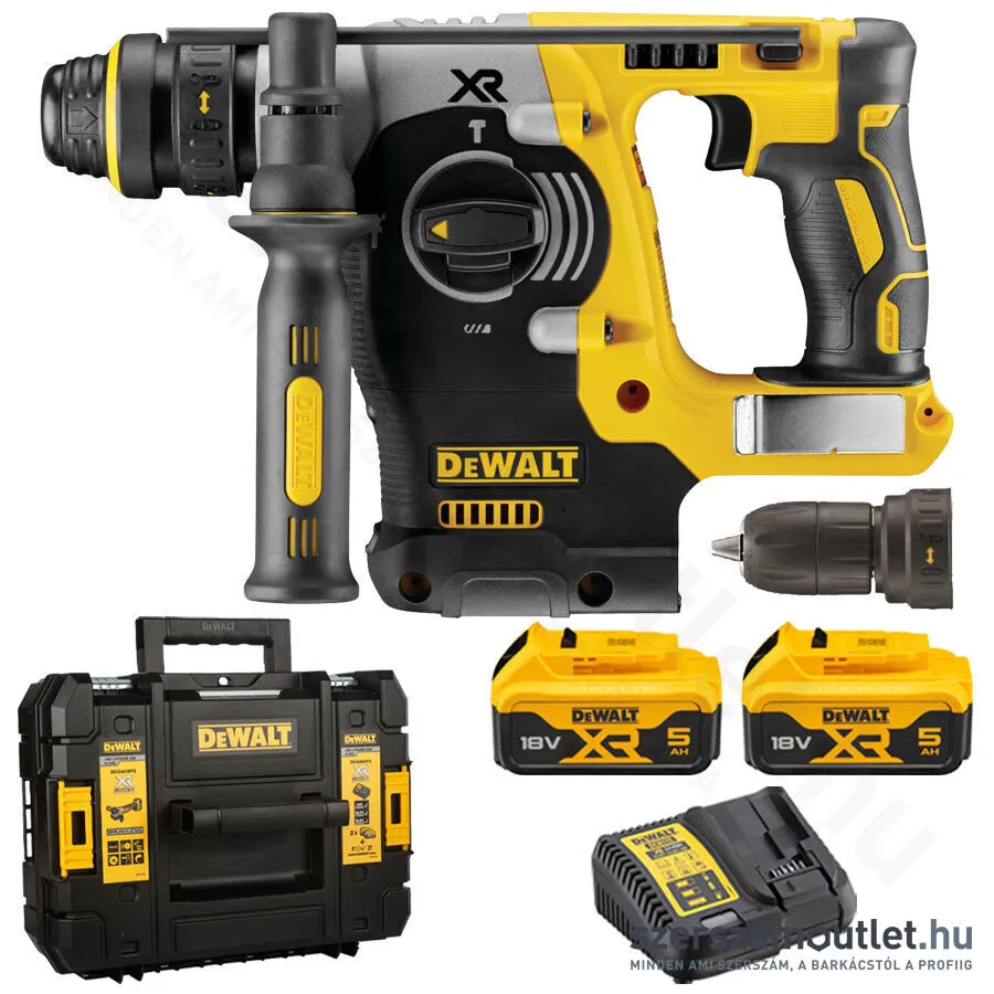 DEWALT DCH274P2T Szénkefementes akkus fúrókalapács cseretokmánnyal TSTAK kofferben (2x5,0Ah/18V)