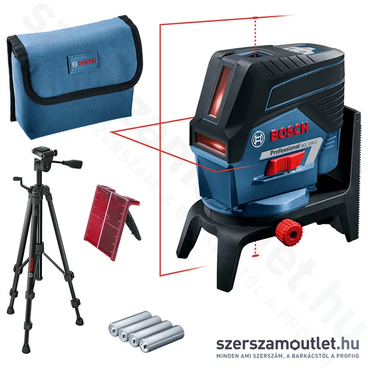 BOSCH GCL 2-50 C Vonal és pontlézer PIROS, állvánnyal (2 vonal /2 pont) (0601066G02)