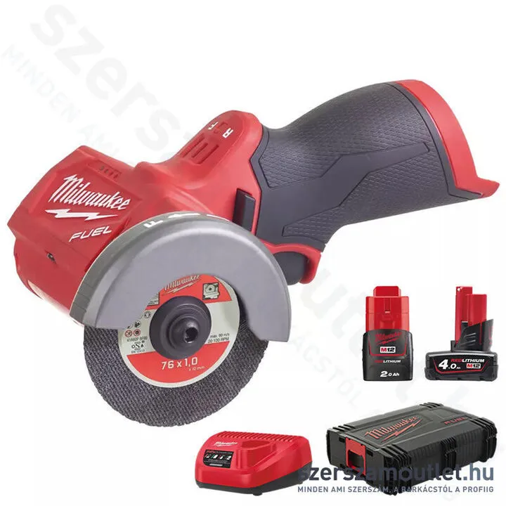 MILWAUKEE M12 FCOT-422X Akkus szuperkompakt vágószerszám 76mm, HD kofferben (1x2,0Ah/1x4,0Ah/12V)