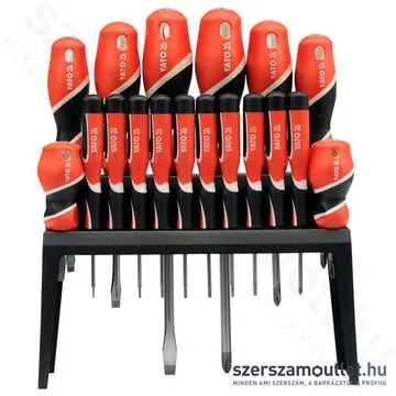 YATO Csavarhúzó készlet 18 részes, fali tartóval (SL+PH+TORX) (YT-25982)