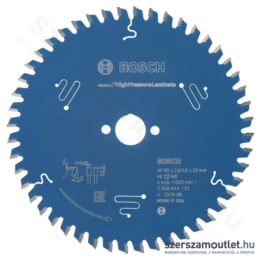 BOSCH Expert for High Pressure Laminate körfűrésztárcsa (165x20x2,6 mm) 48 fog